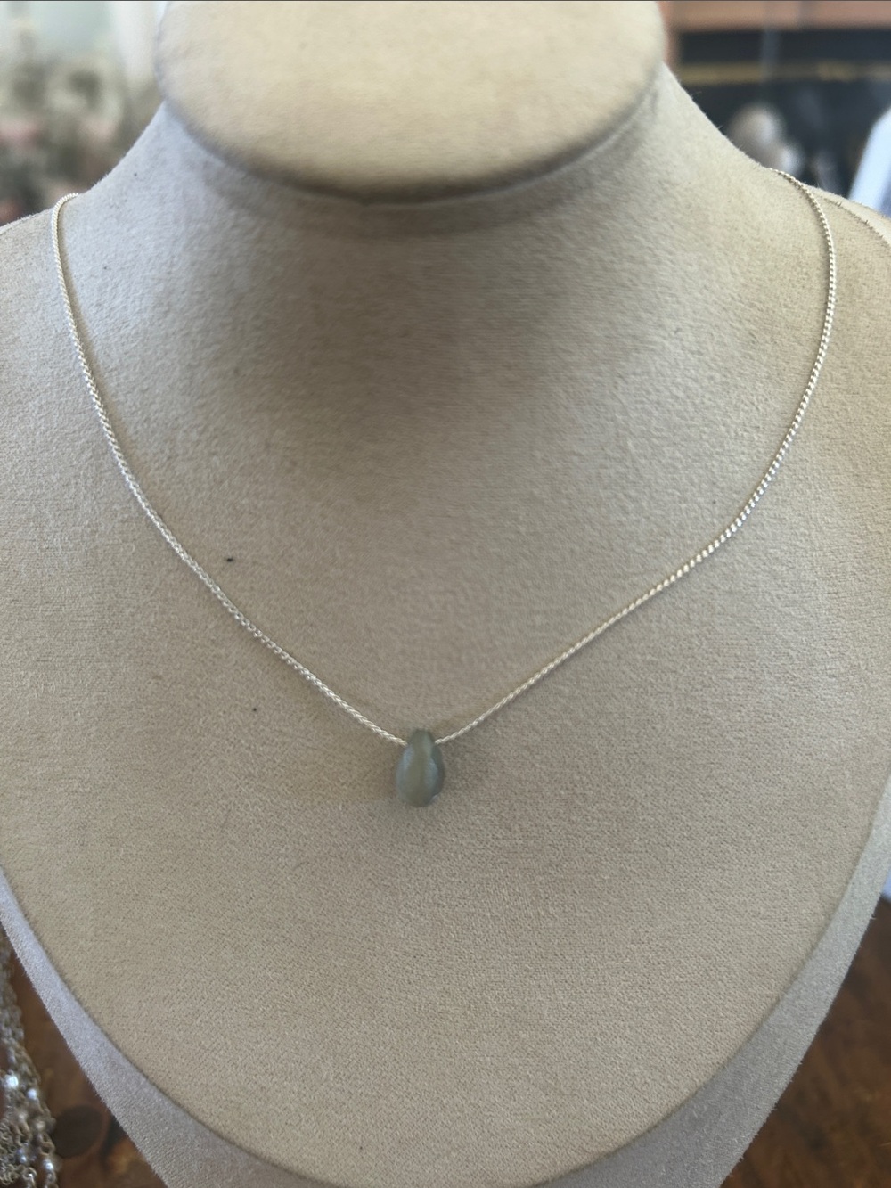 & Other Stories Silver Necklace with Pale Blue Teardrop Pendant